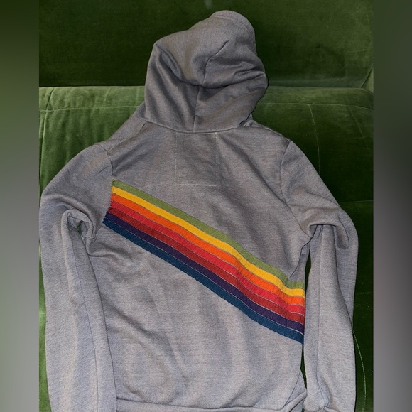 Aviator Nation Disco 7 Stripe Zip Up Hoodie - Heather Grey - Unisex Large - EUC - Picture 3 of 9
